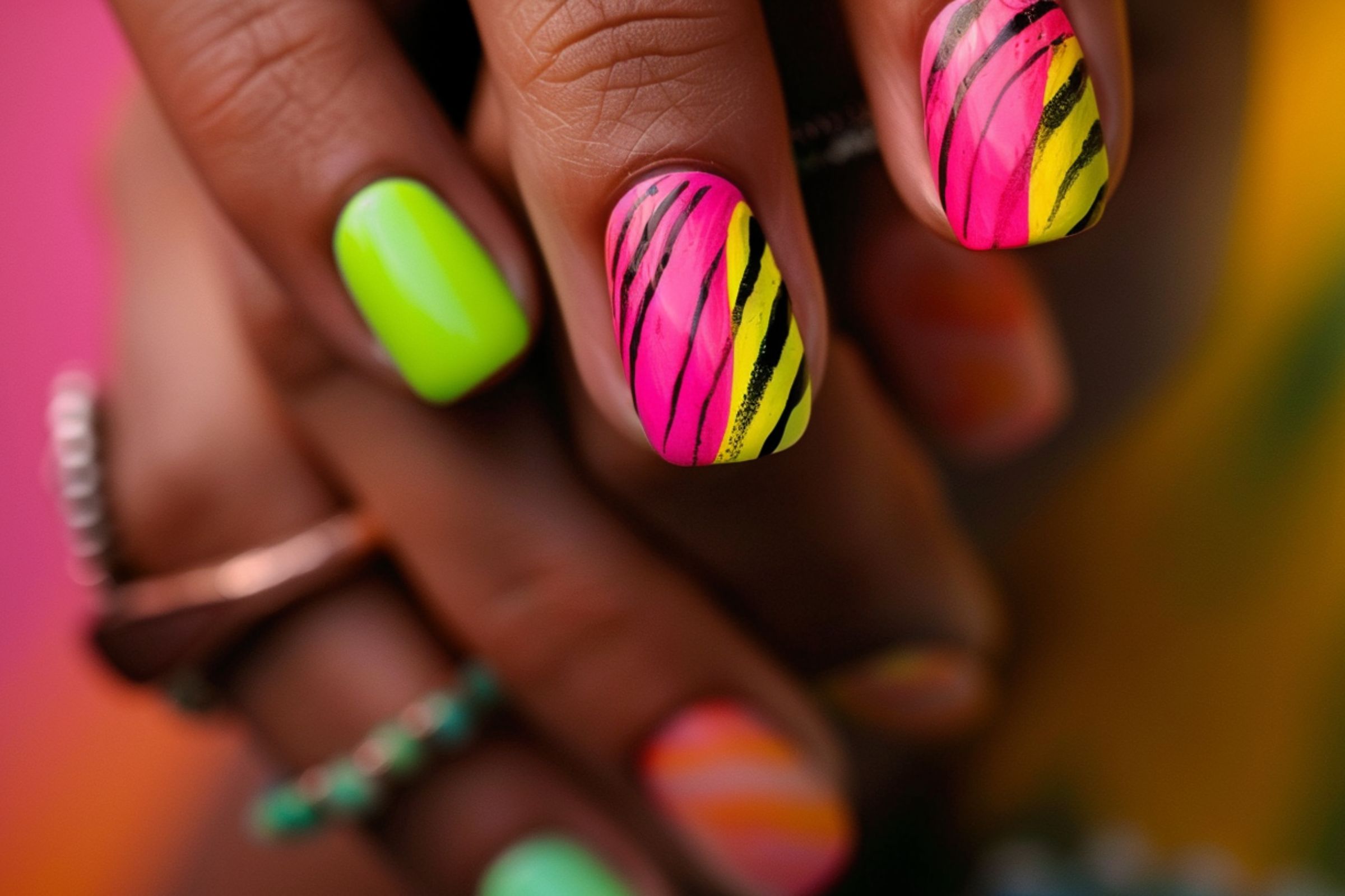 Flame Designs (2) summer neon nails