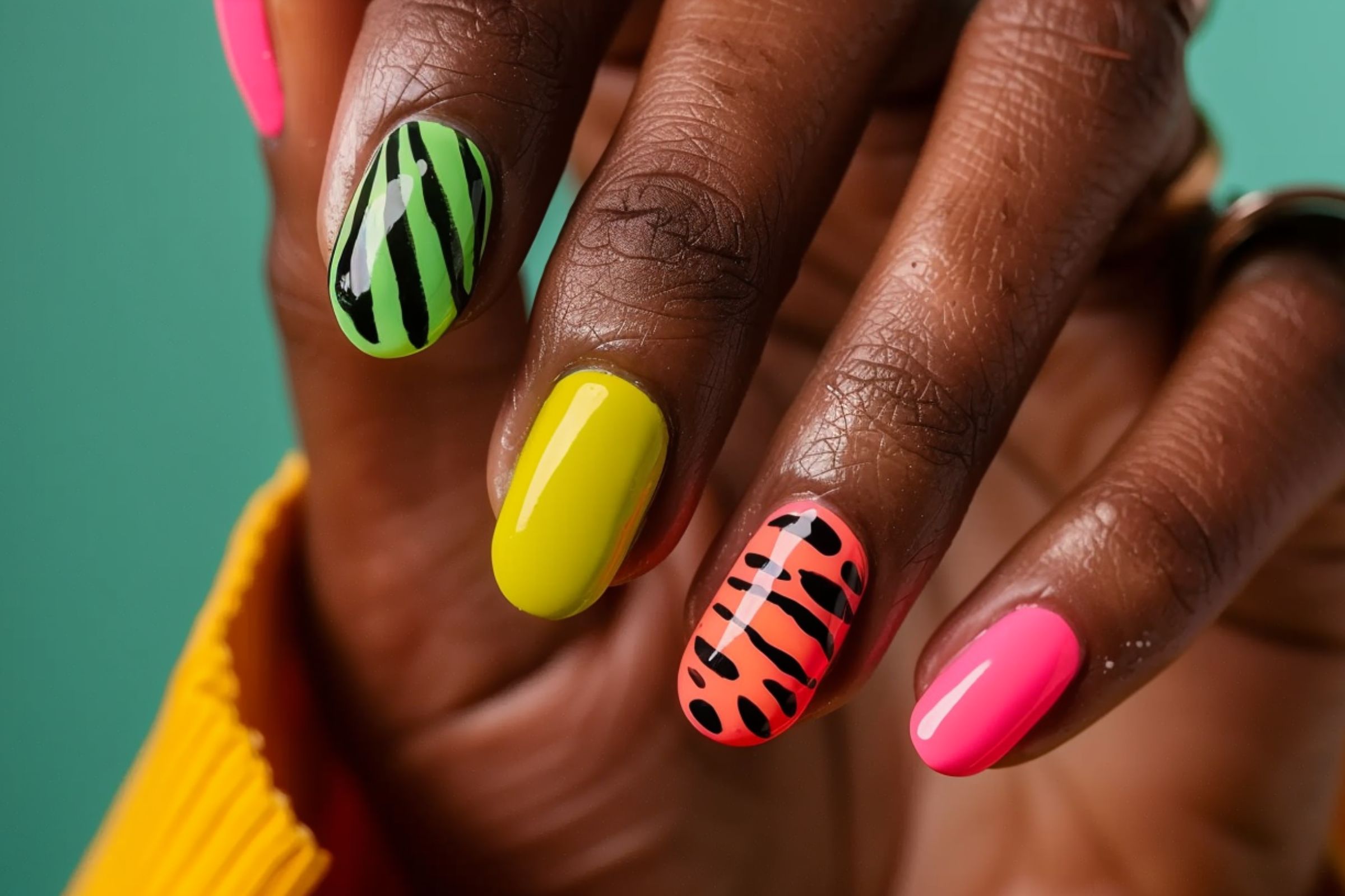 Flame Designs (4) summer neon nails