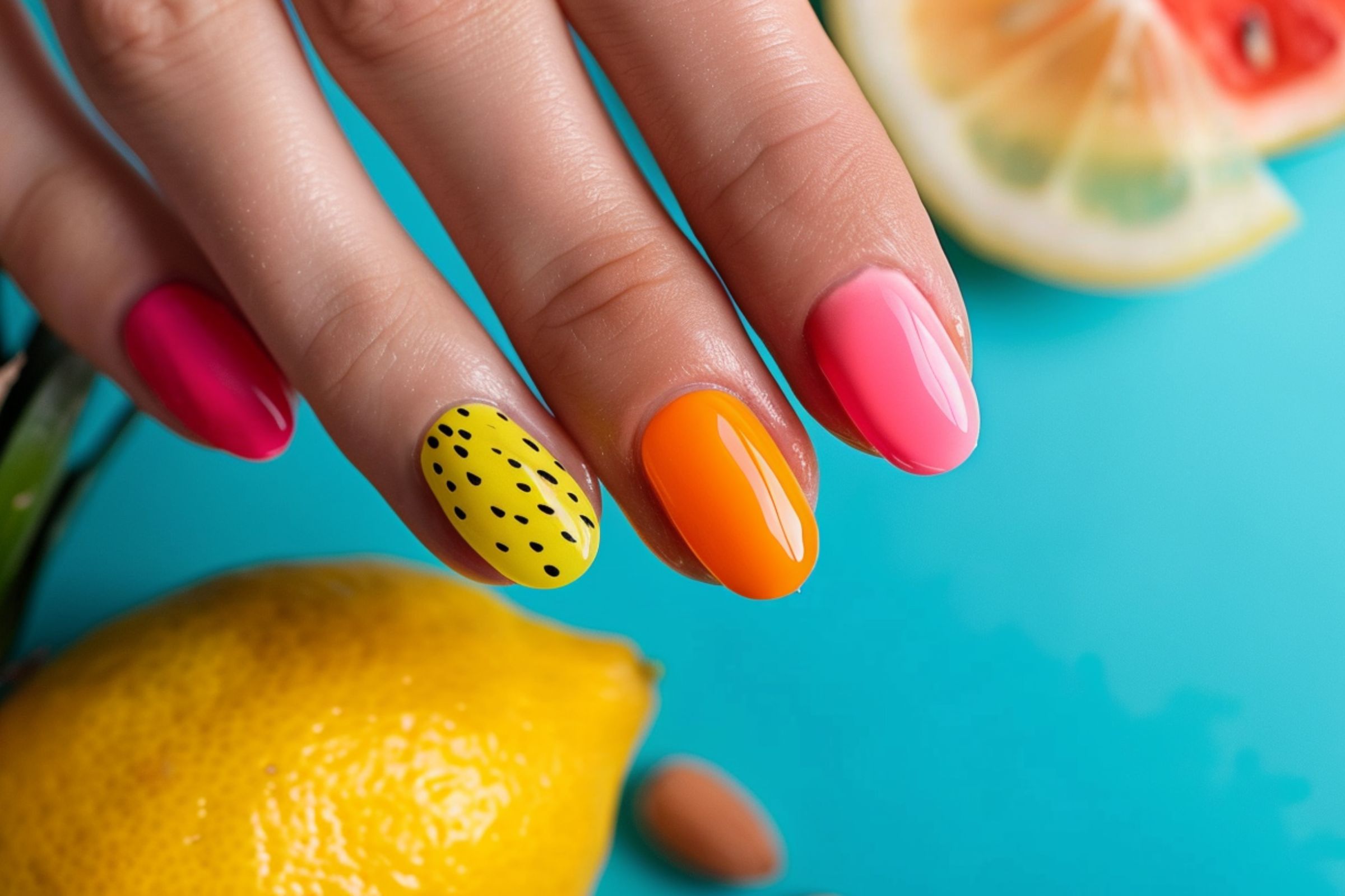 Fruit-Inspired Neon Art (2) summer neon nails