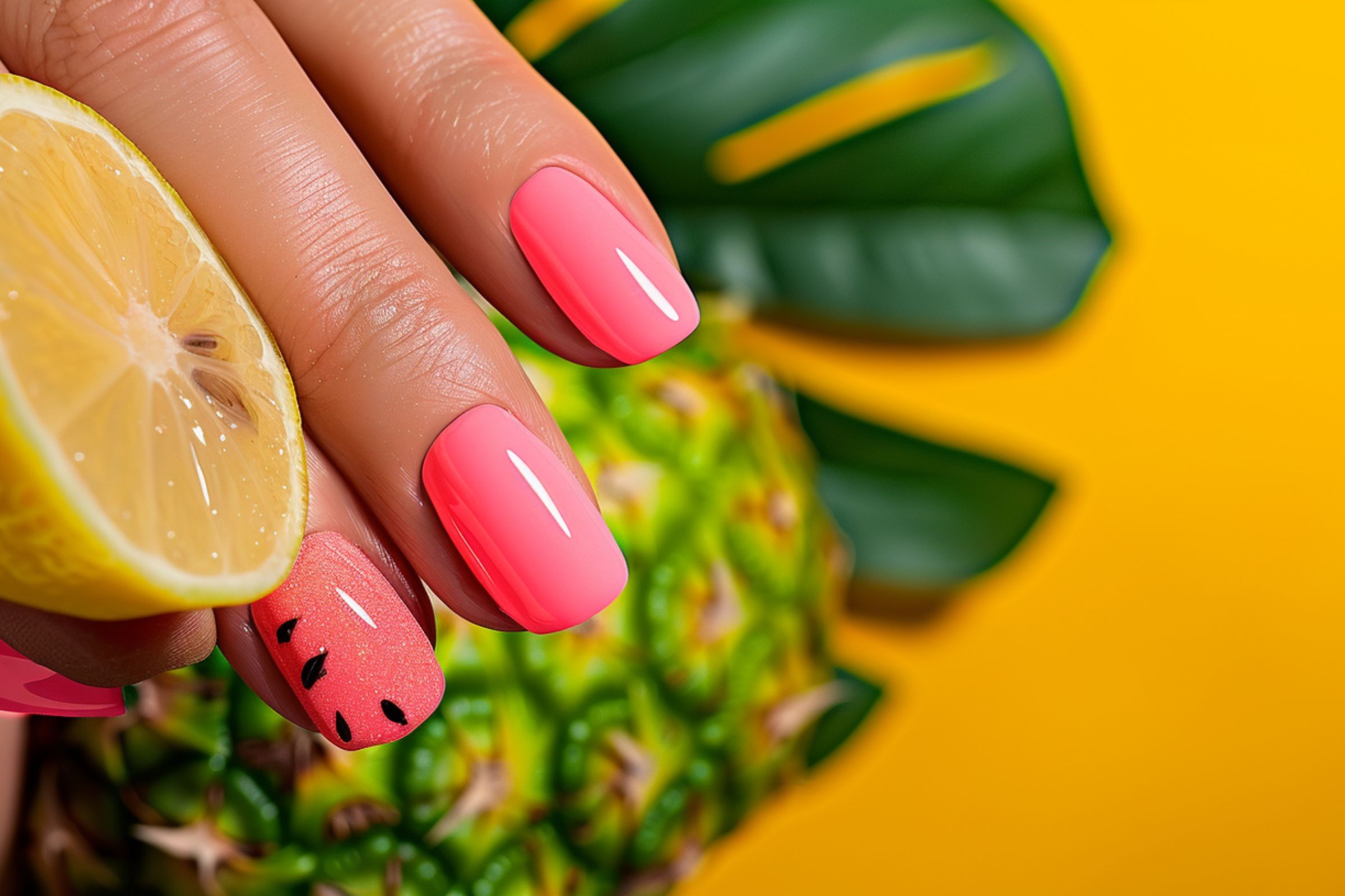 Fruit-Inspired Neon Art summer neon nails