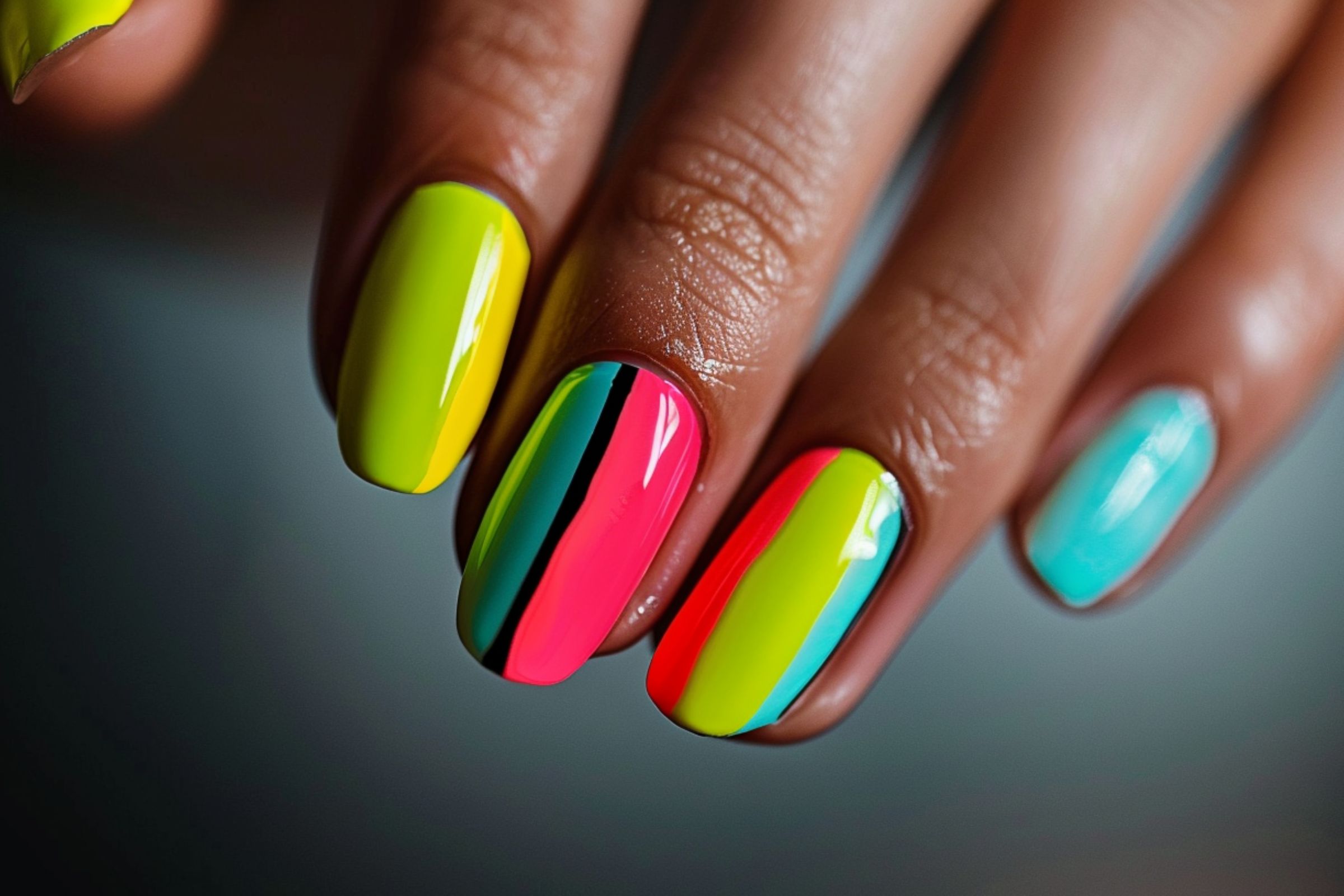 Geometric Neon Patterns (2) summer neon nails
