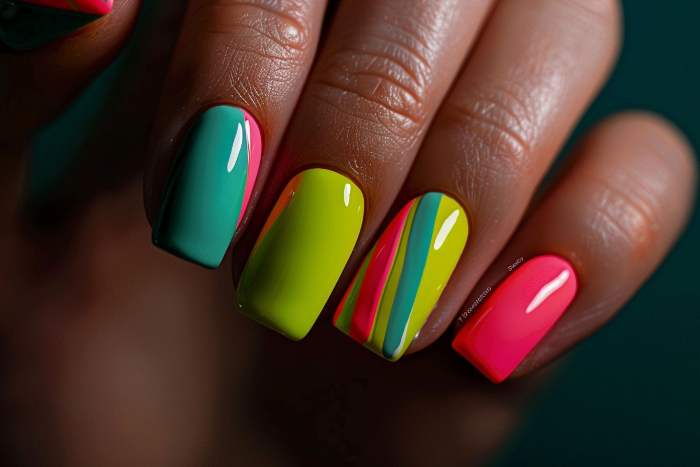 Geometric Neon Patterns (3) summer neon nails