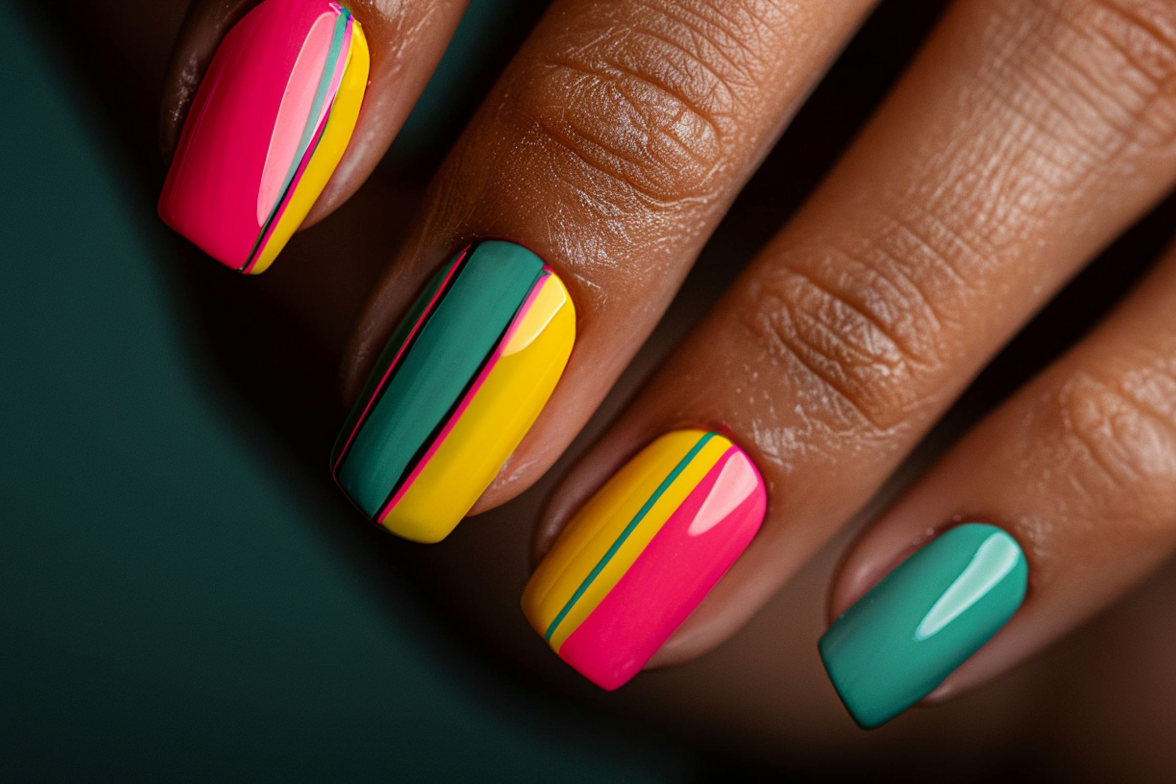 Geometric Neon Patterns summer neon nails