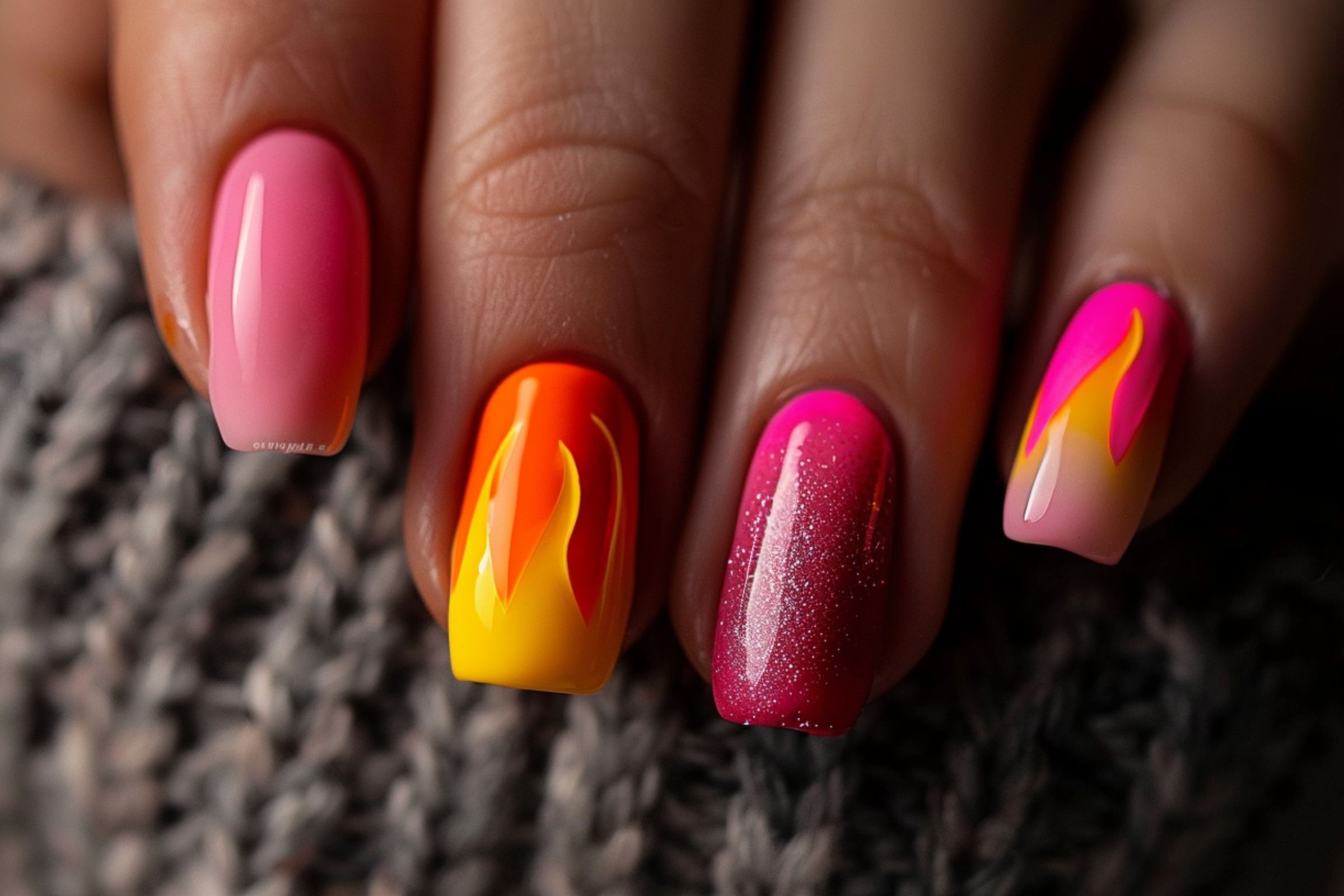 Negative Space Neon (2) summer neon nails
