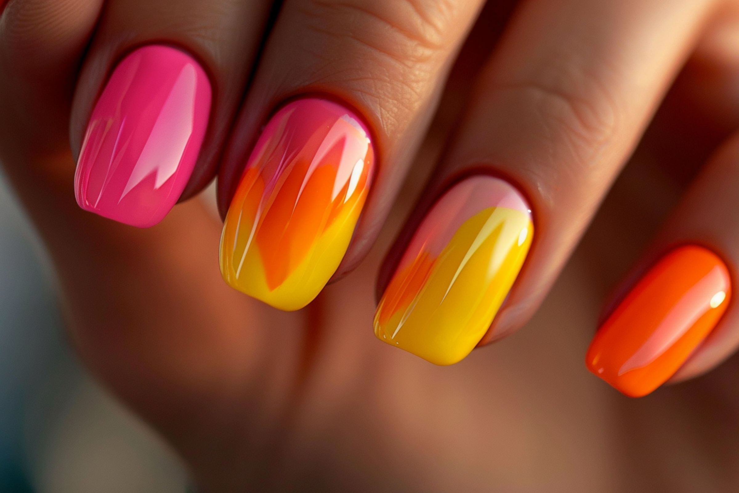 Negative Space Neon (3) summer neon nails