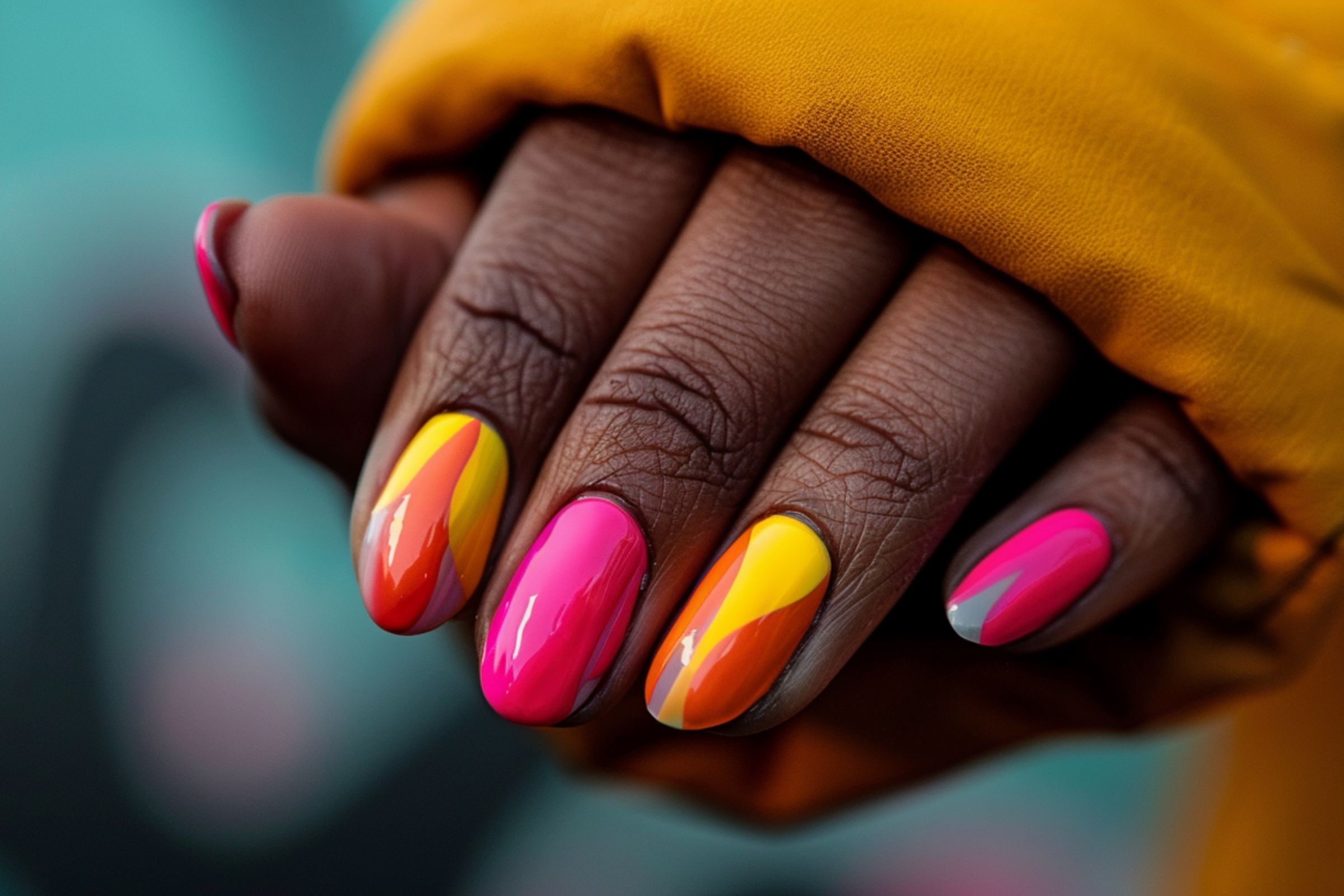Negative Space Neon (4) summer neon nails