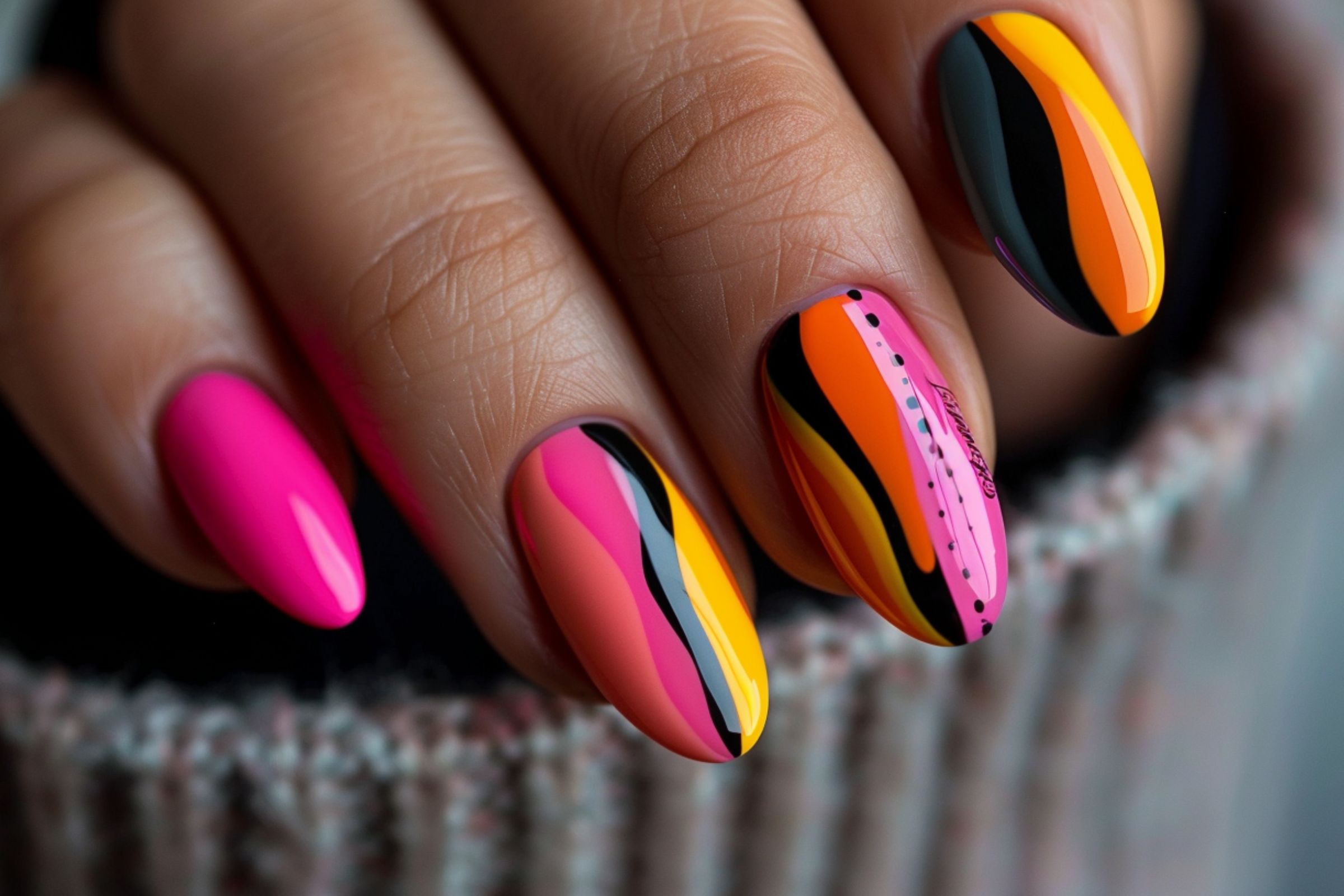 Negative Space Neon summer neon nails