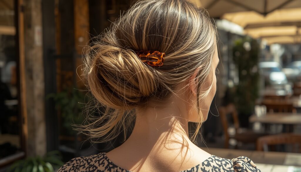 Claw clip updo, heatless summer hairstyle