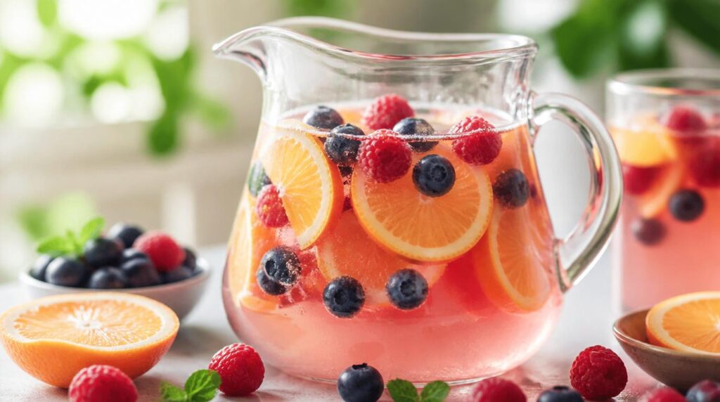 Citrus berry glow infused water with orange and berries