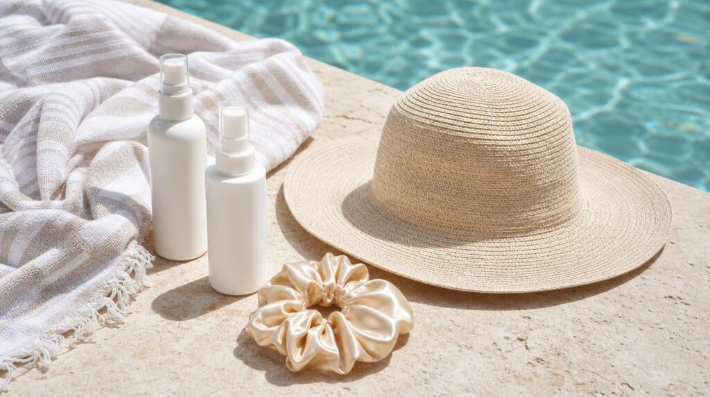 Protecting hair from sun, chlorine and salt water at the pool and beach