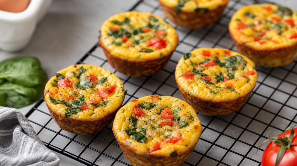 Veggie egg muffins with spinach and bell pepper