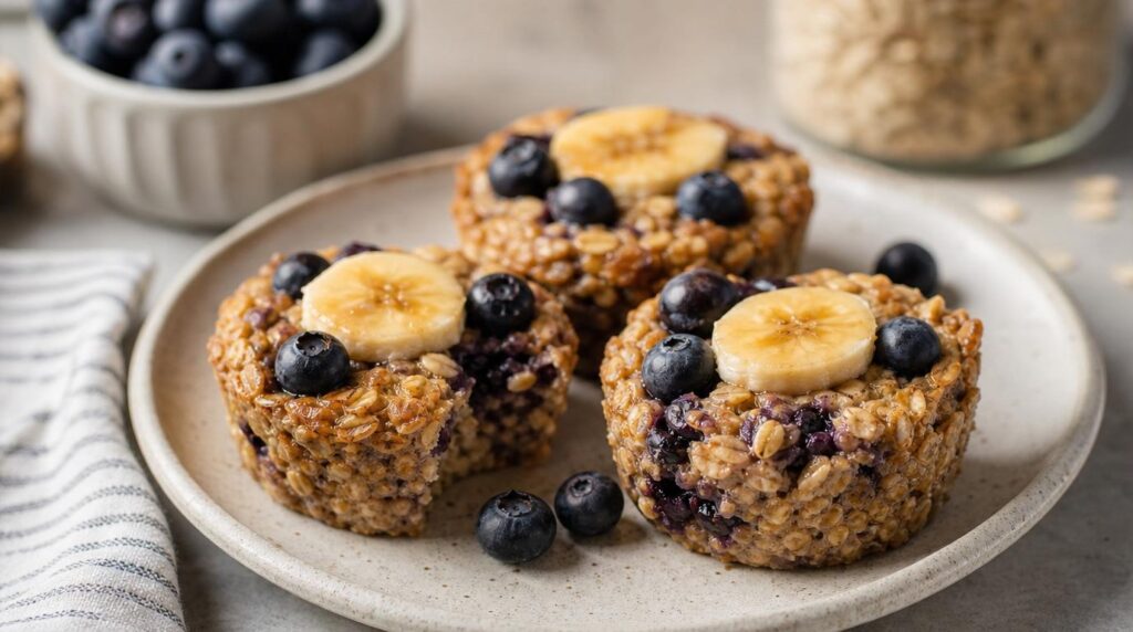 Baked oatmeal cups with blueberries