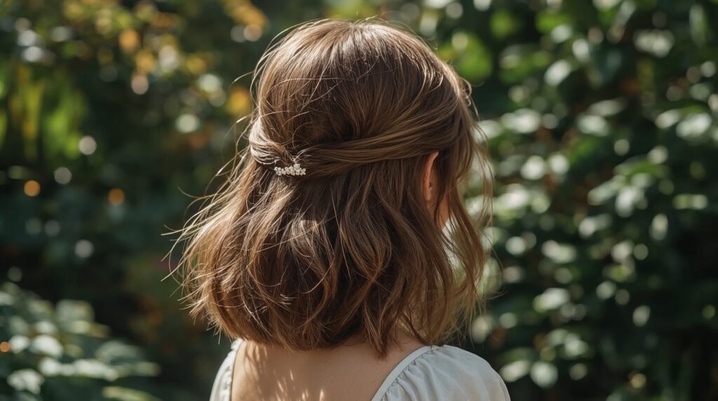Half-up clip style, heatless summer hairstyle