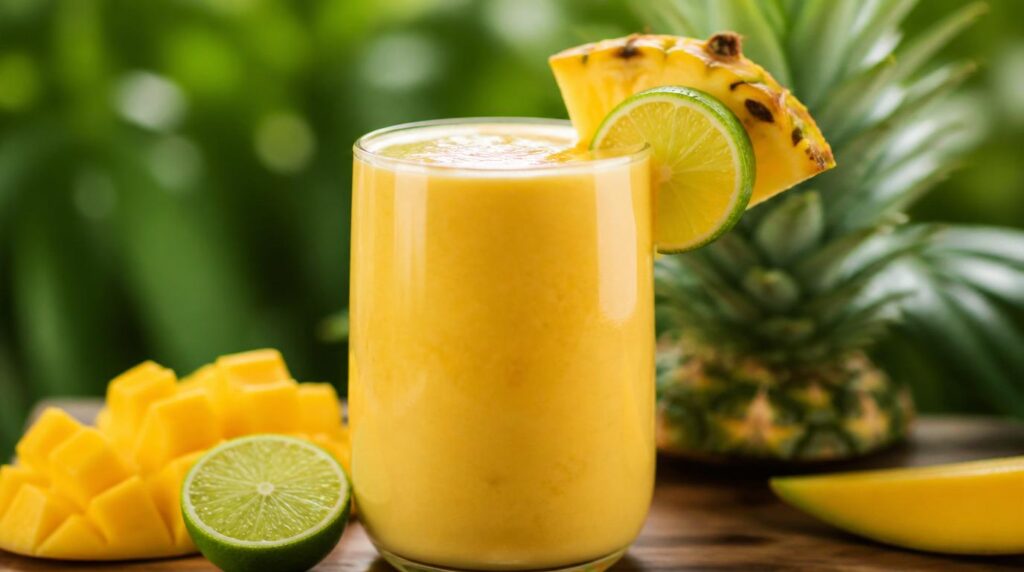 Tropical hydration smoothie with pineapple and mango