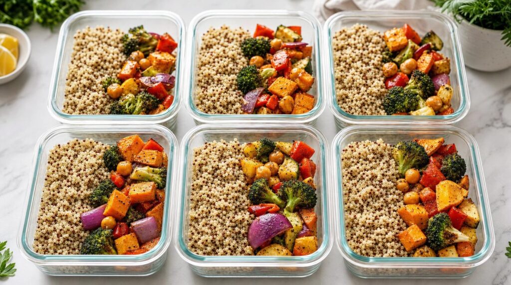 Big-Batch Grain Bowl Base with roasted veg