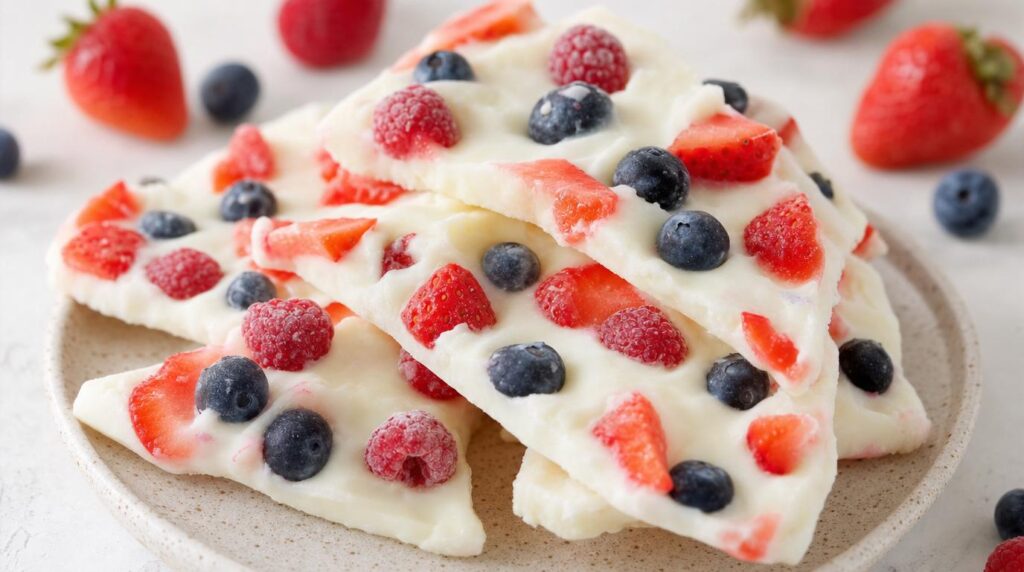 Frozen Yogurt Berry Bark broken into shards