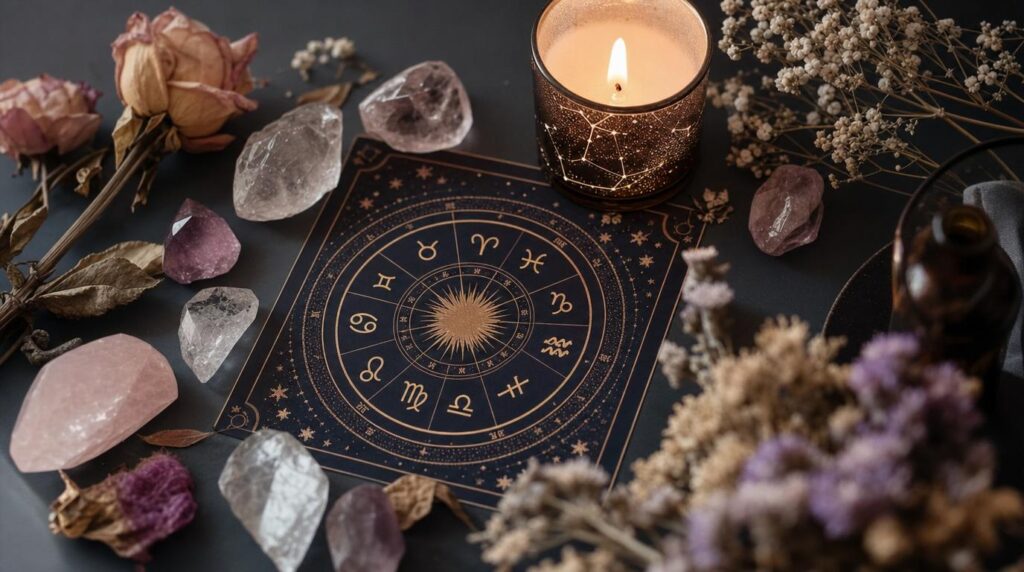 Gold zodiac symbols for Cancer, Leo, Aquarius and Capricorn