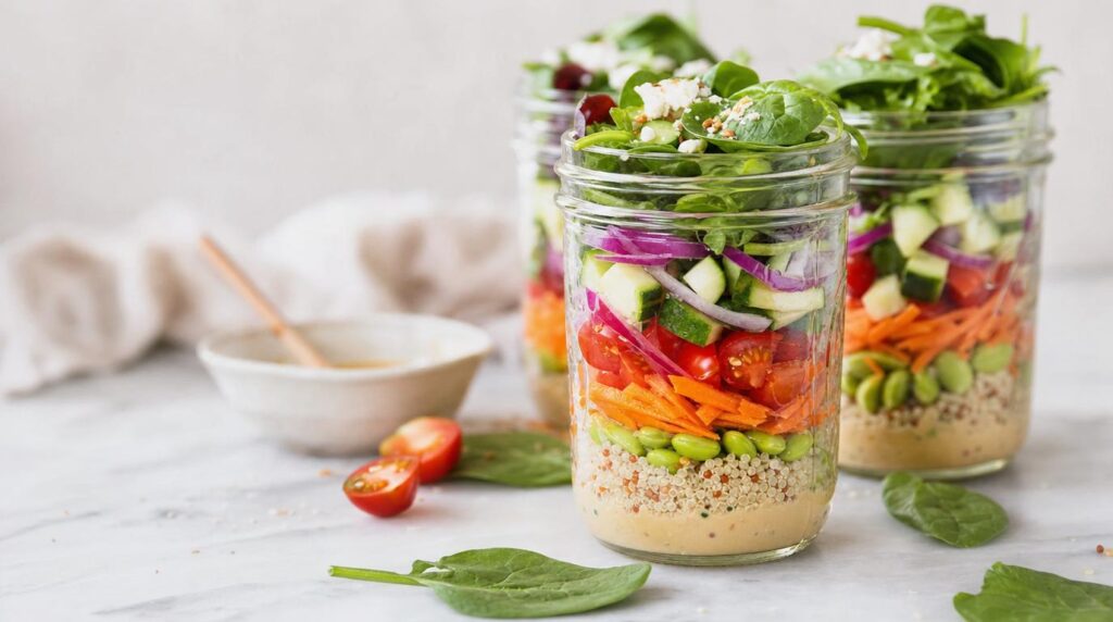 Mason Jar Salads layered for the week