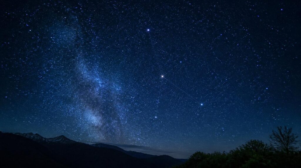 Cancer constellation glowing in a starry night sky
