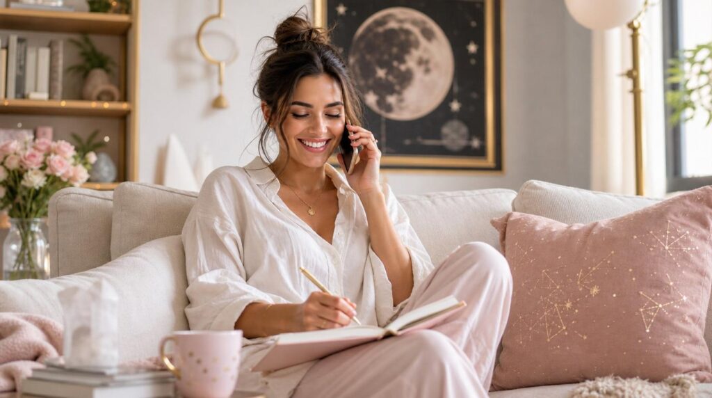 Woman in lively conversation during Mercury in Gemini