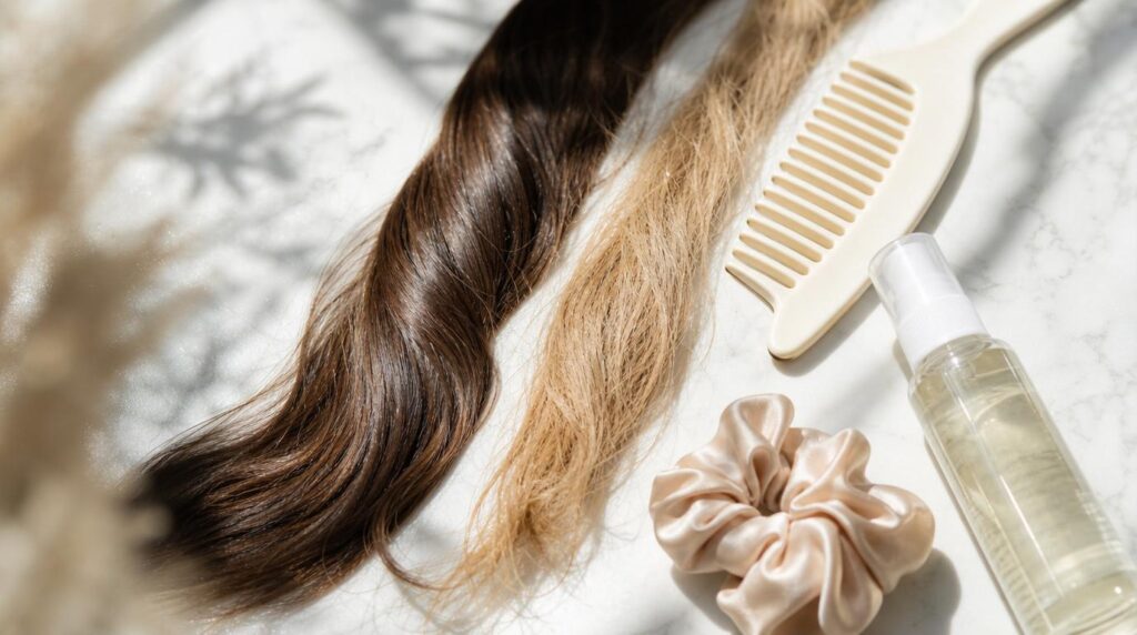 Woman with healthy, shiny summer hair