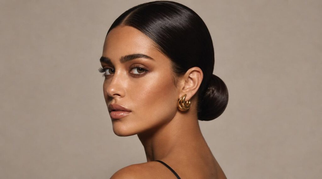 Heatless summer hairstyles on a woman keeping cool with a claw clip, braid and bun
